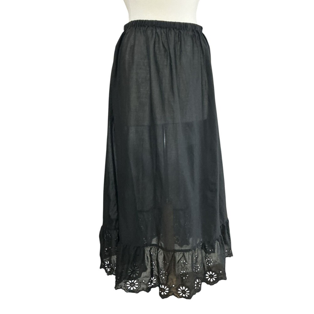 Gudrun Sjoden Petticoat Skirt M Black Eyelet Embroidery Ruffled Organic Cotton - Picture 3 of 10